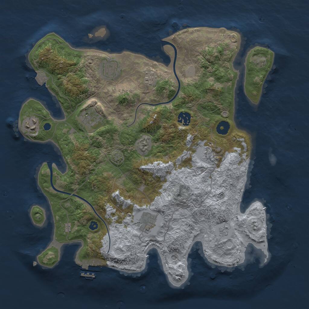 Rust Map: Procedural Map, Size: 3450, Seed: 12004669, 12 Monuments