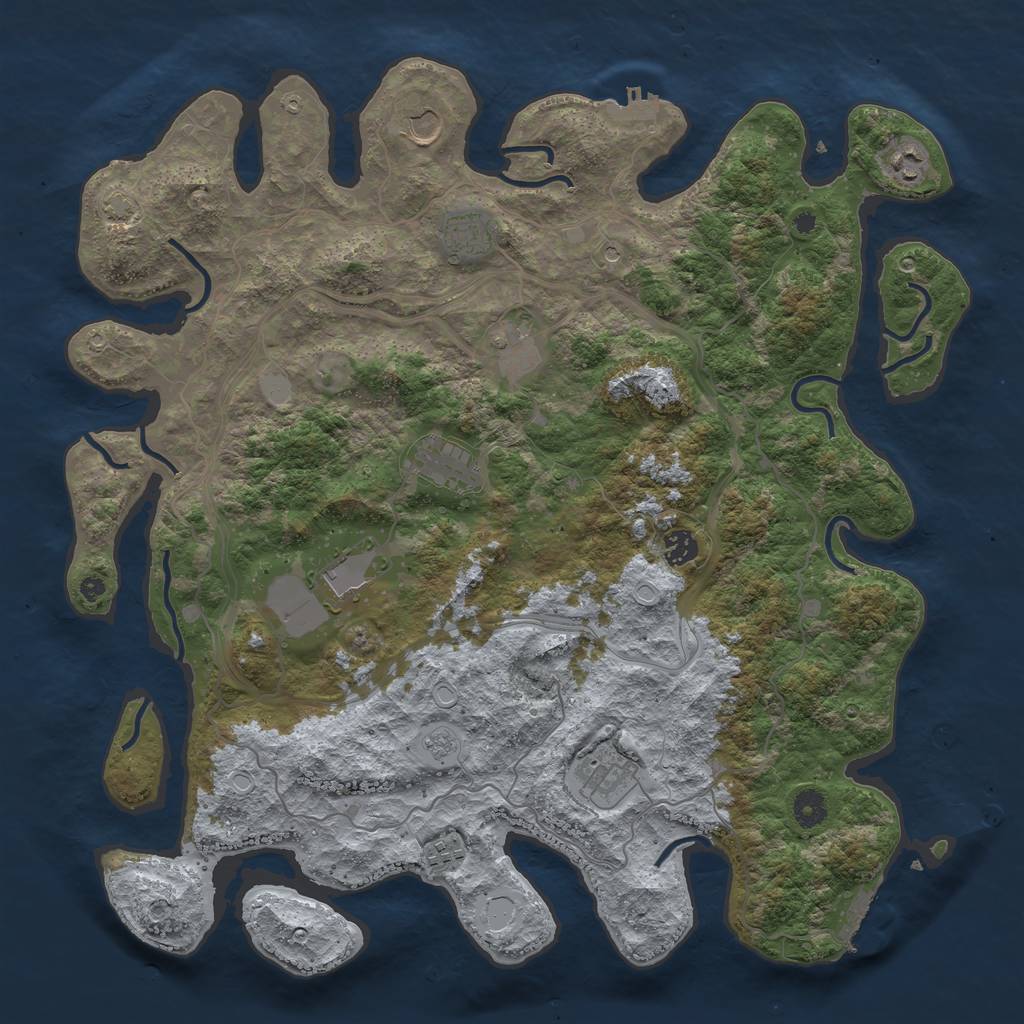 Rust Map: Procedural Map, Size: 4300, Seed: 75287512, 17 Monuments