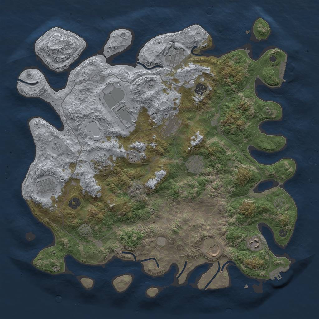 Rust Map: Procedural Map, Size: 4100, Seed: 88692935, 18 Monuments