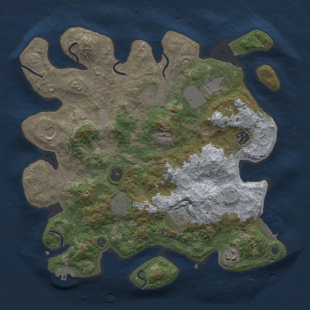 Rust Map: Procedural Map, Size: 3550, Seed: 9863465, 15 Monuments