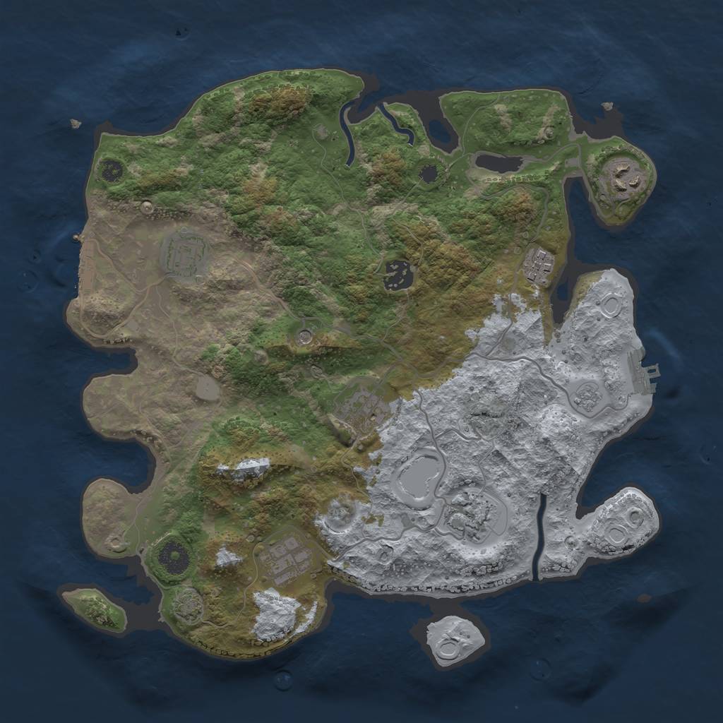 Rust Map: Procedural Map, Size: 3450, Seed: 35893722, 15 Monuments
