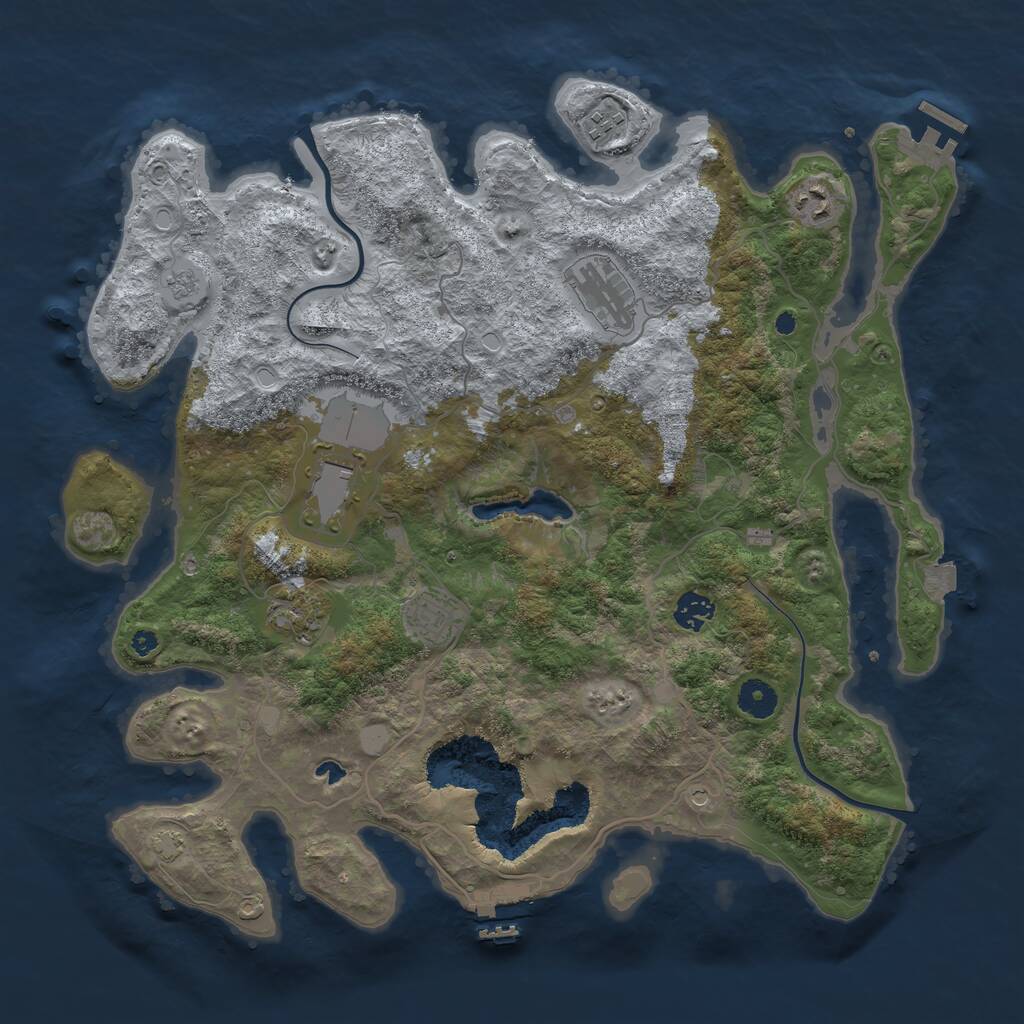 Rust Map: Procedural Map, Size: 4000, Seed: 994854, 13 Monuments