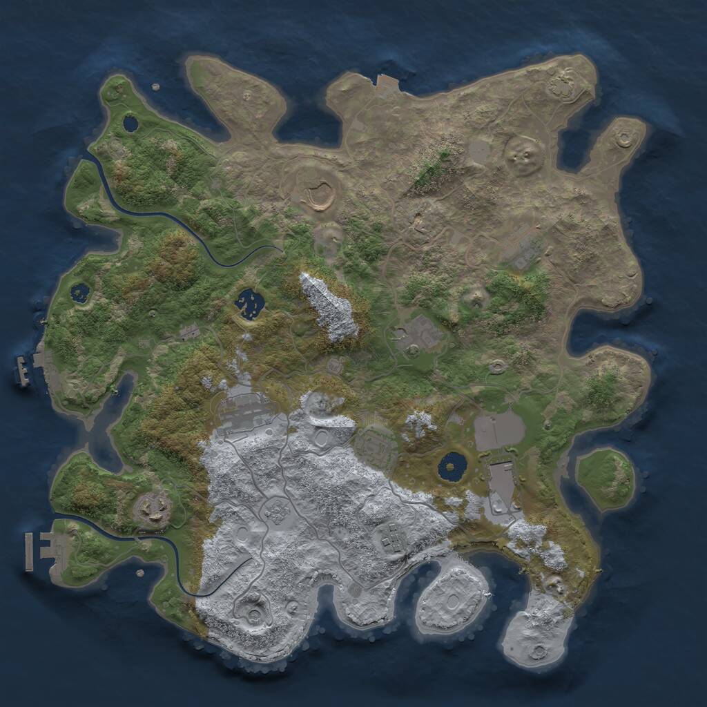 Rust Map: Procedural Map, Size: 3700, Seed: 58448435, 15 Monuments