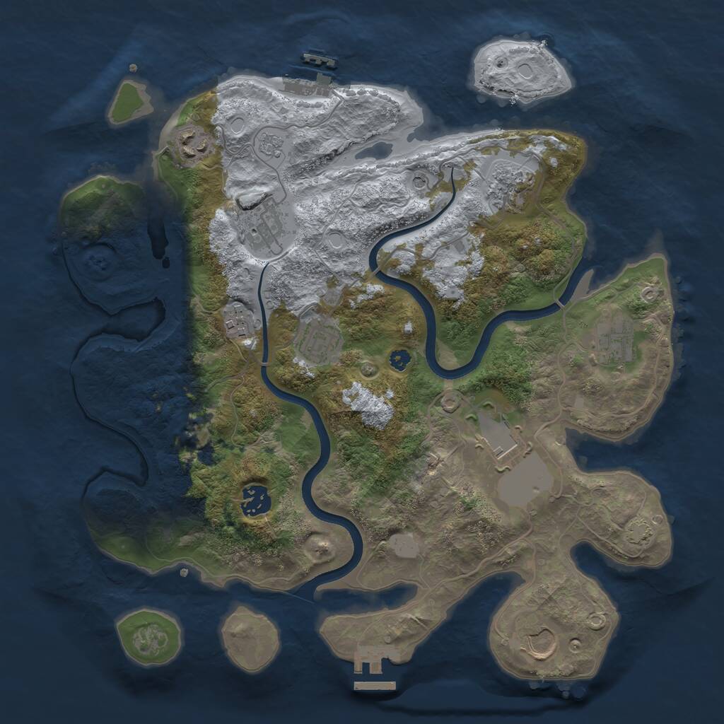Rust Map: Procedural Map, Size: 3500, Seed: 93585724, 15 Monuments