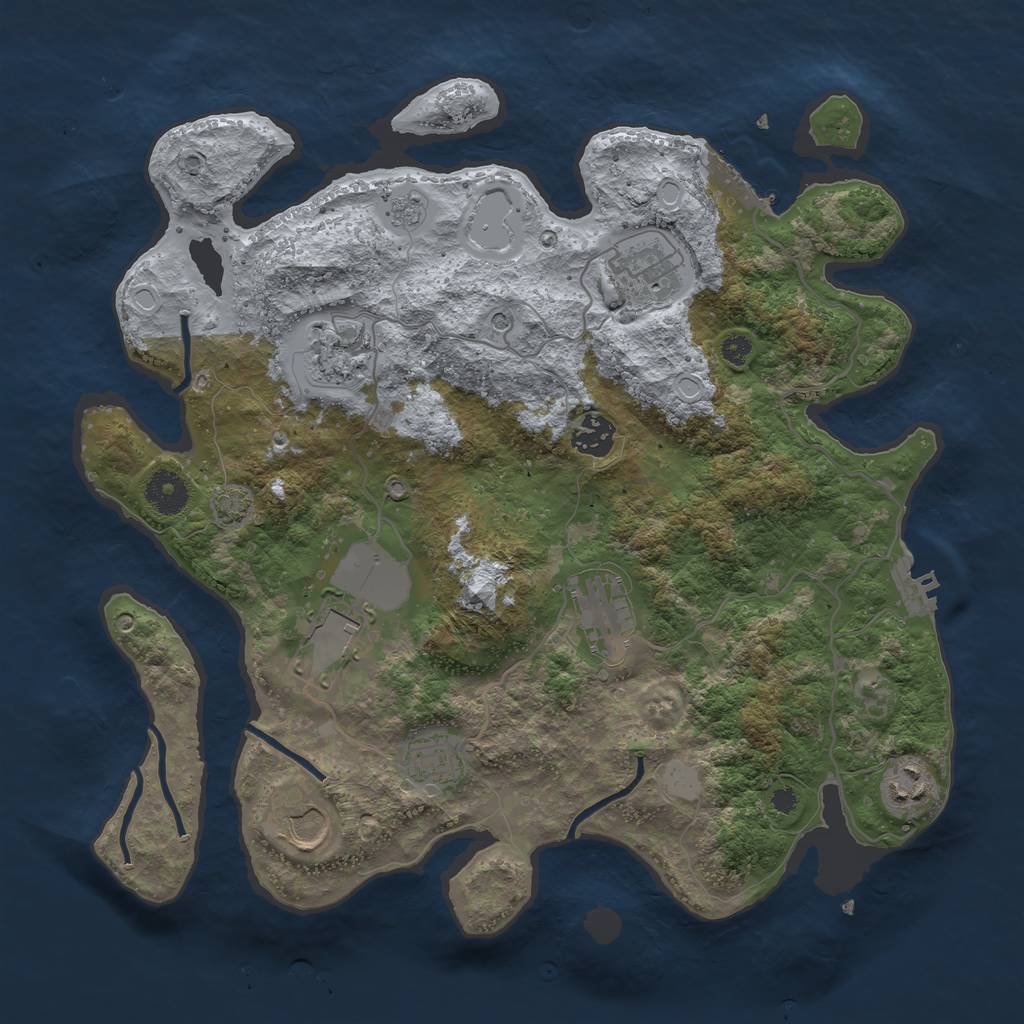 Rust Map: Procedural Map, Size: 3600, Seed: 20757968, 16 Monuments