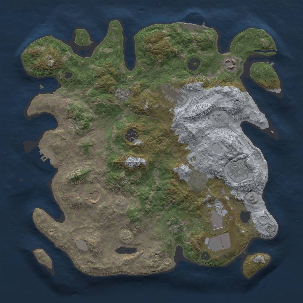 Rust Map: Procedural Map, Size: 3600, Seed: 88032559, 17 Monuments