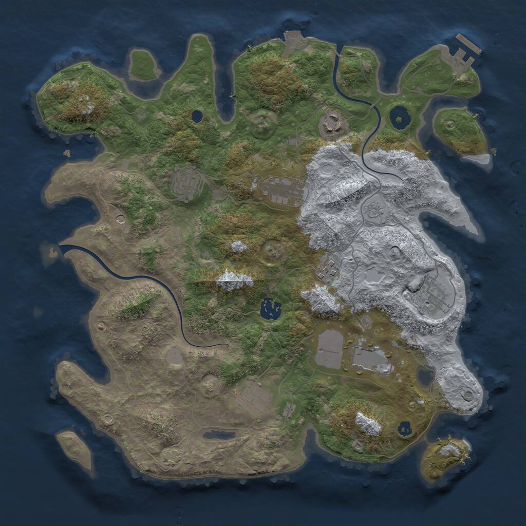 Rust Map: Procedural Map, Size: 3600, Seed: 88032559, 13 Monuments
