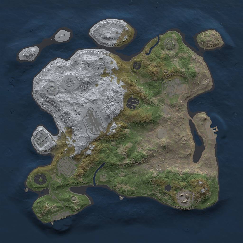 Rust Map: Procedural Map, Size: 3000, Seed: 1040783082, 14 Monuments