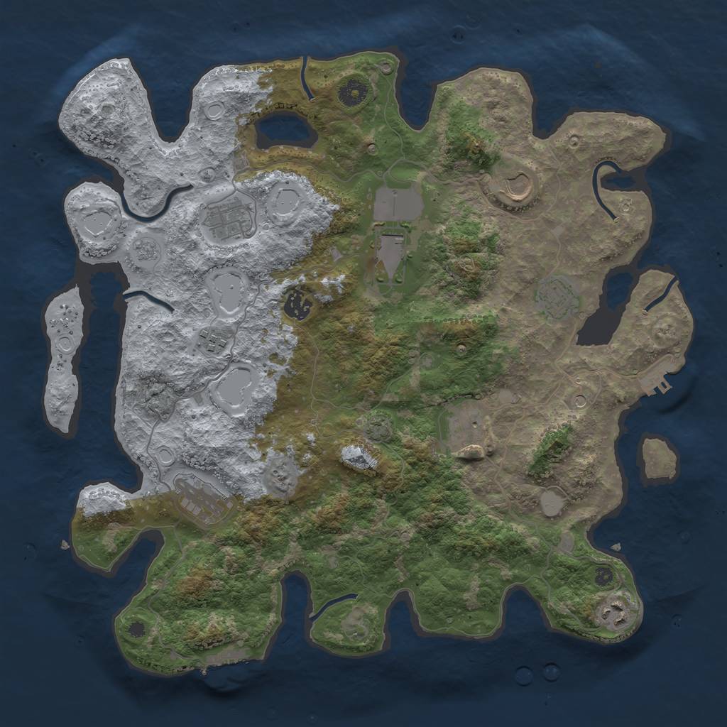 Rust Map: Procedural Map, Size: 3950, Seed: 25762193, 17 Monuments