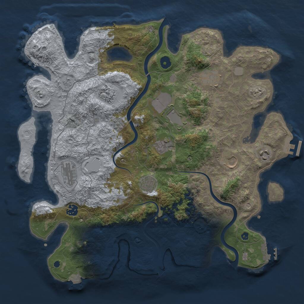 Rust Map: Procedural Map, Size: 3950, Seed: 25762193, 16 Monuments