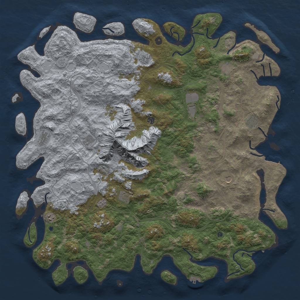 Rust Map: Procedural Map, Size: 6000, Seed: 1313156413, 19 Monuments