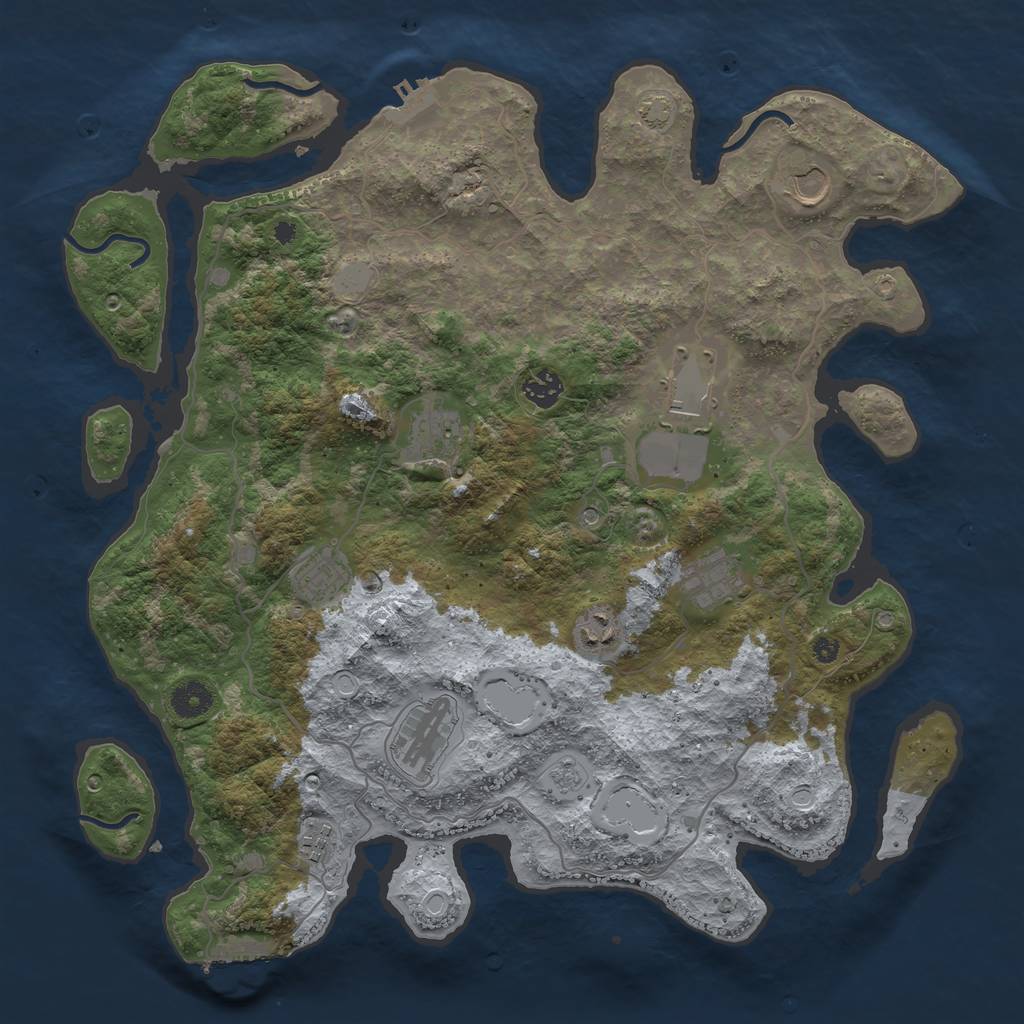 Rust Map: Procedural Map, Size: 4000, Seed: 25360268, 17 Monuments