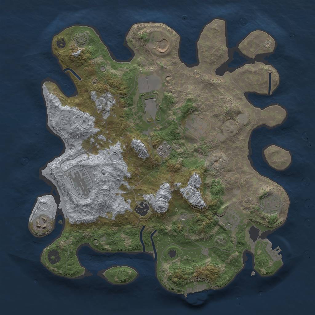 Rust Map: Procedural Map, Size: 3500, Seed: 747235950, 18 Monuments