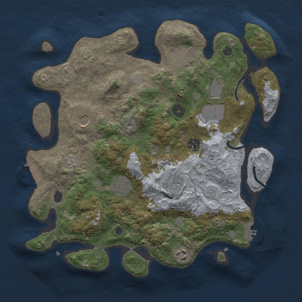 Rust Map: Procedural Map, Size: 3550, Seed: 37334835, 16 Monuments