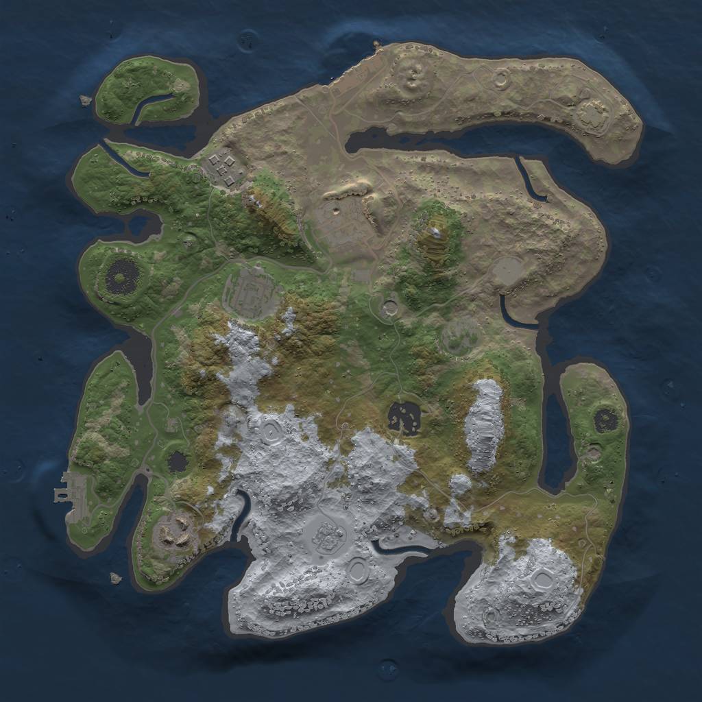 Rust Map: Procedural Map, Size: 3000, Seed: 612749, 13 Monuments
