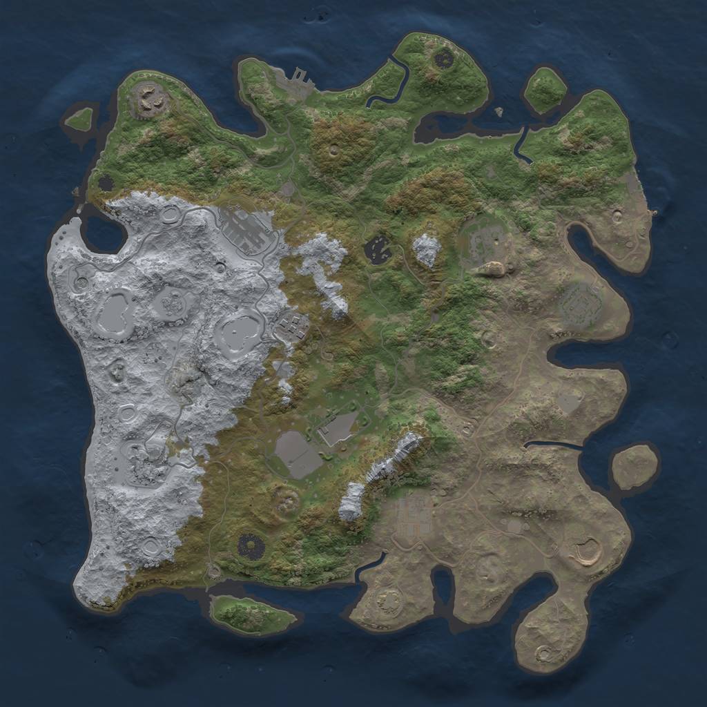 Rust Map: Procedural Map, Size: 3850, Seed: 105566543, 18 Monuments