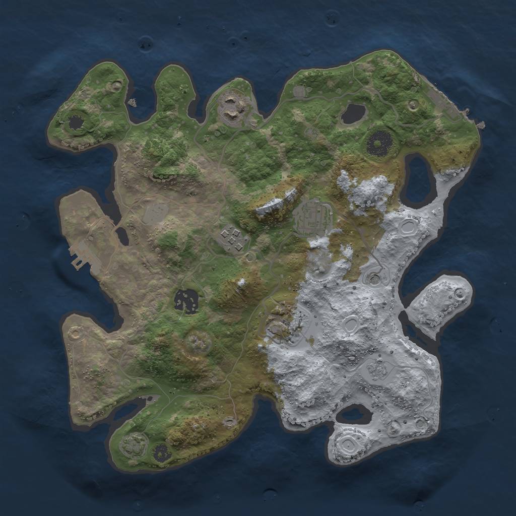 Rust Map: Procedural Map, Size: 3000, Seed: 23891, 13 Monuments
