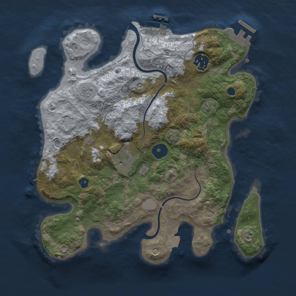 Rust Map: Procedural Map, Size: 3000, Seed: 3301, 8 Monuments