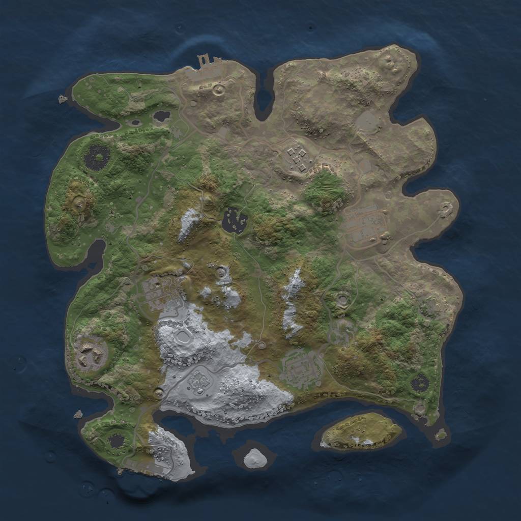 Rust Map: Procedural Map, Size: 3000, Seed: 728020521, 13 Monuments