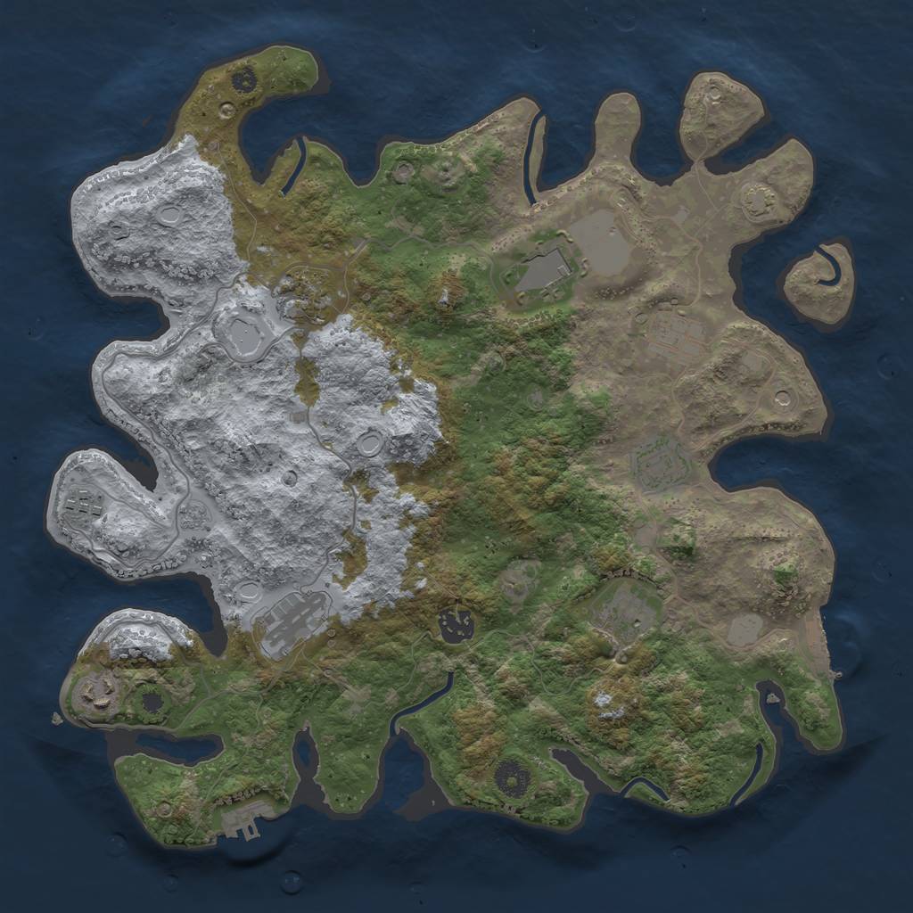 Rust Map: Procedural Map, Size: 3750, Seed: 93124597, 17 Monuments