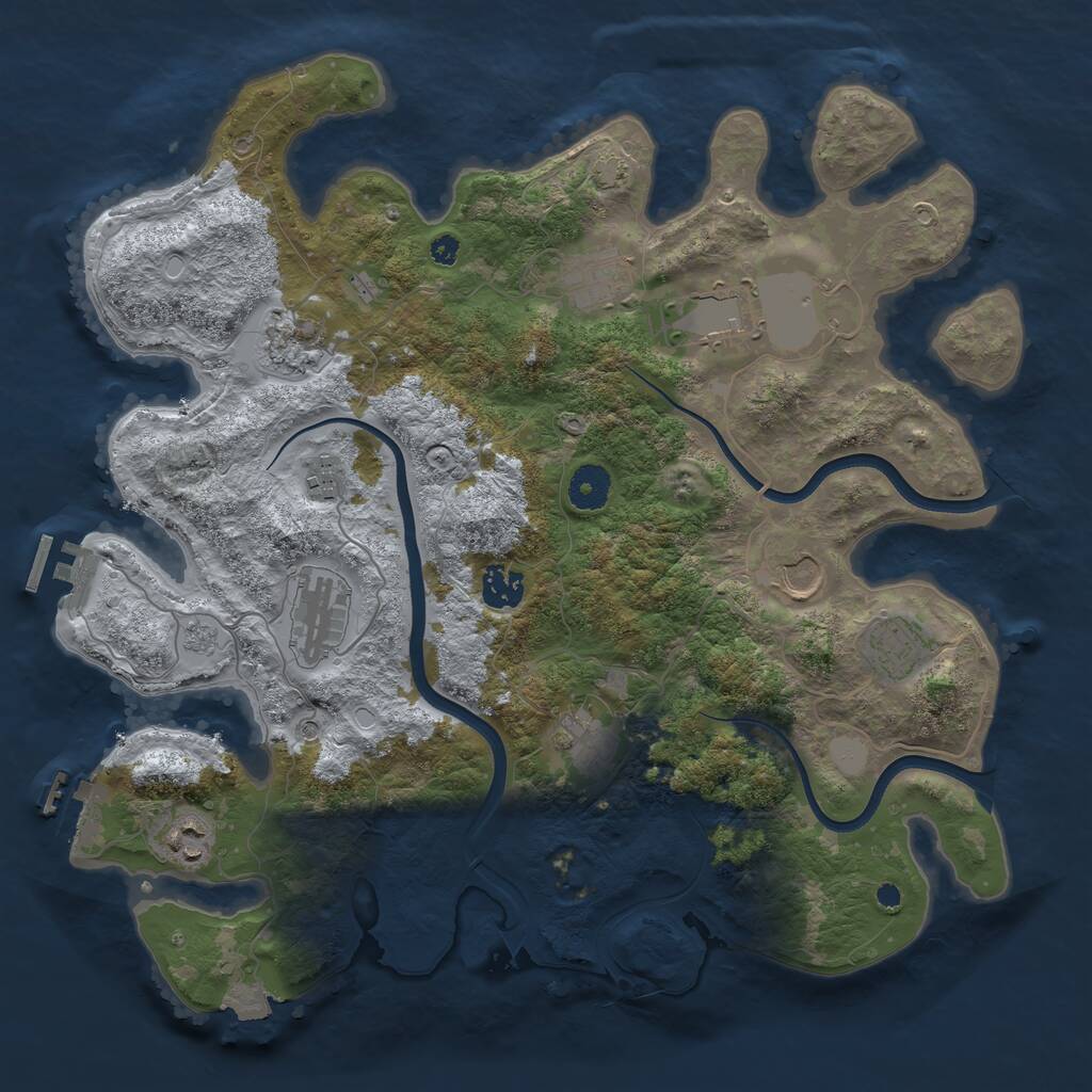 Rust Map: Procedural Map, Size: 3750, Seed: 93124597, 16 Monuments