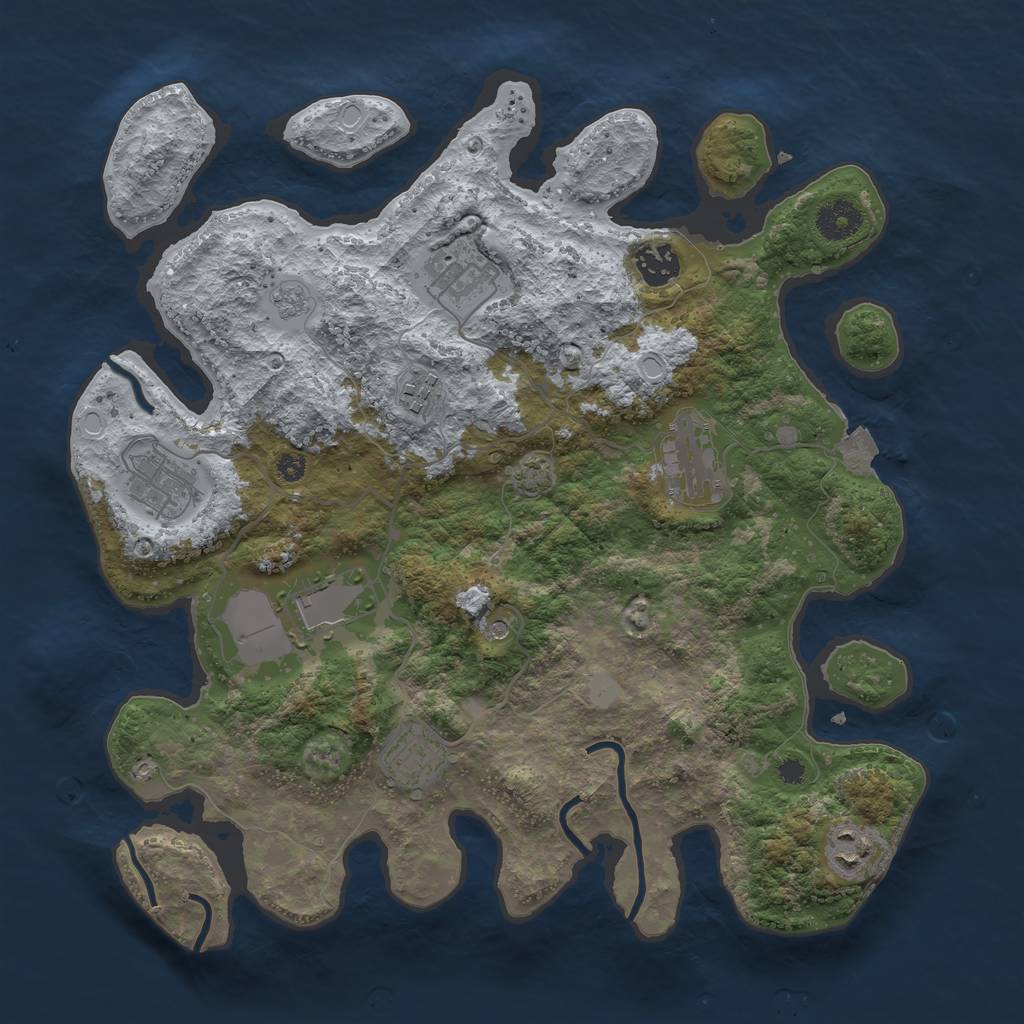 Rust Map: Procedural Map, Size: 3600, Seed: 76758372, 14 Monuments