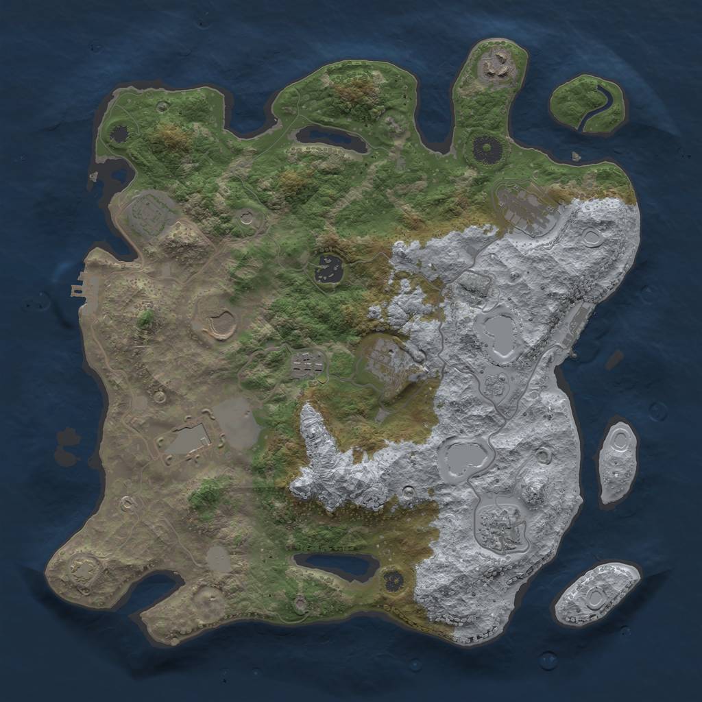 Rust Map: Procedural Map, Size: 3600, Seed: 1474908, 17 Monuments