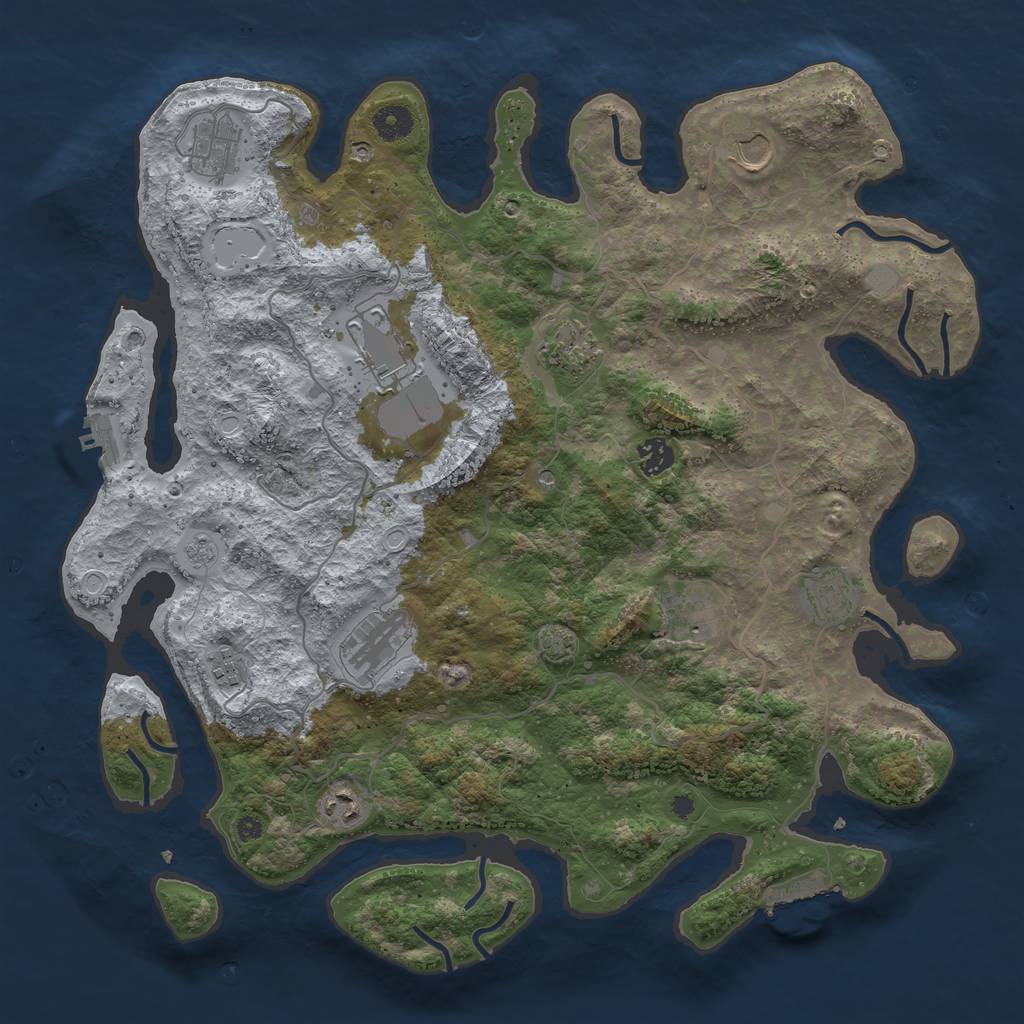 Rust Map: Procedural Map, Size: 4100, Seed: 2950833, 18 Monuments