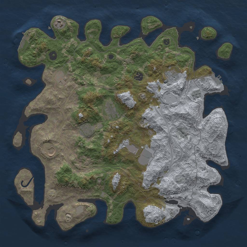 Rust Map: Procedural Map, Size: 4250, Seed: 30222, 17 Monuments