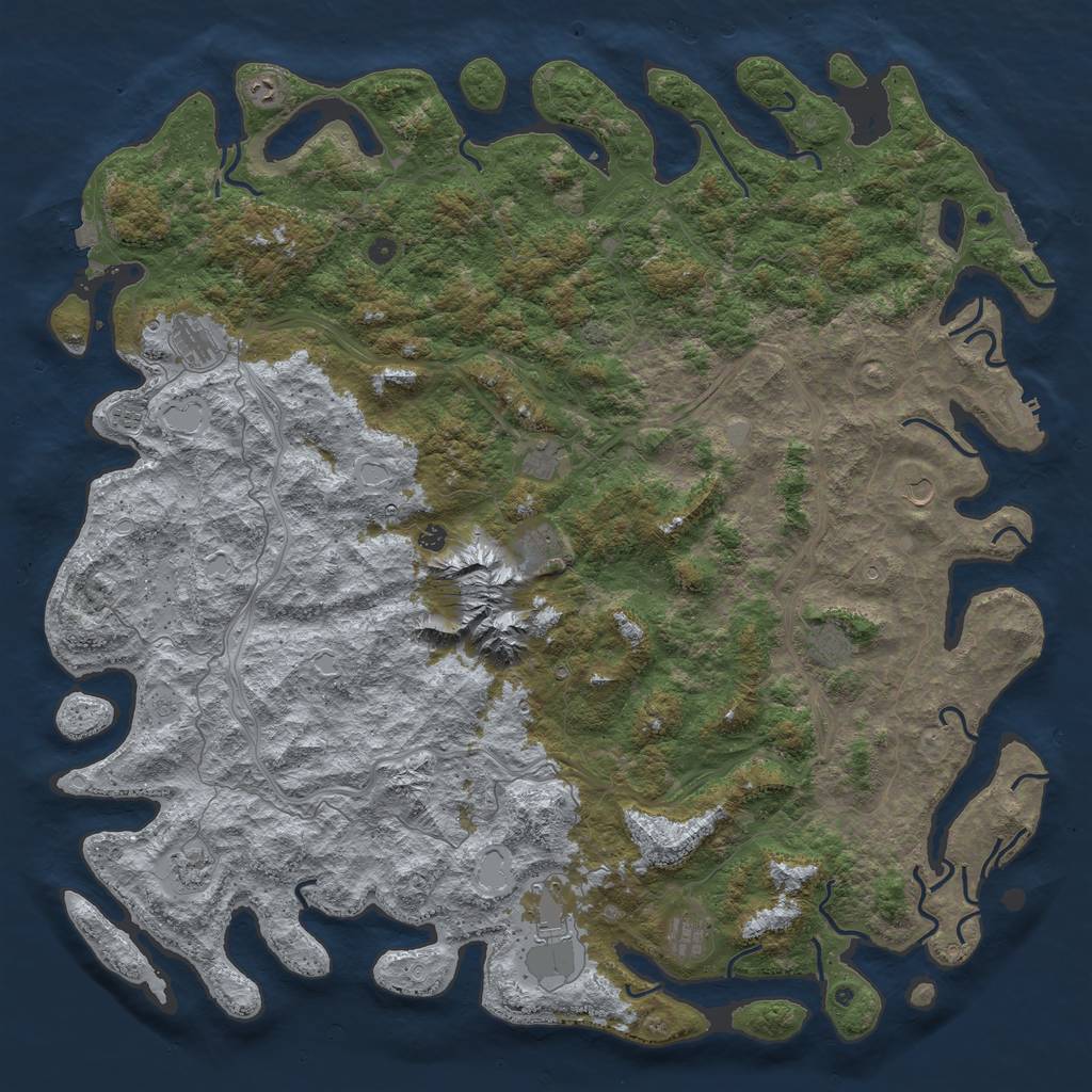 Rust Map: Procedural Map, Size: 6000, Seed: 91054421, 19 Monuments