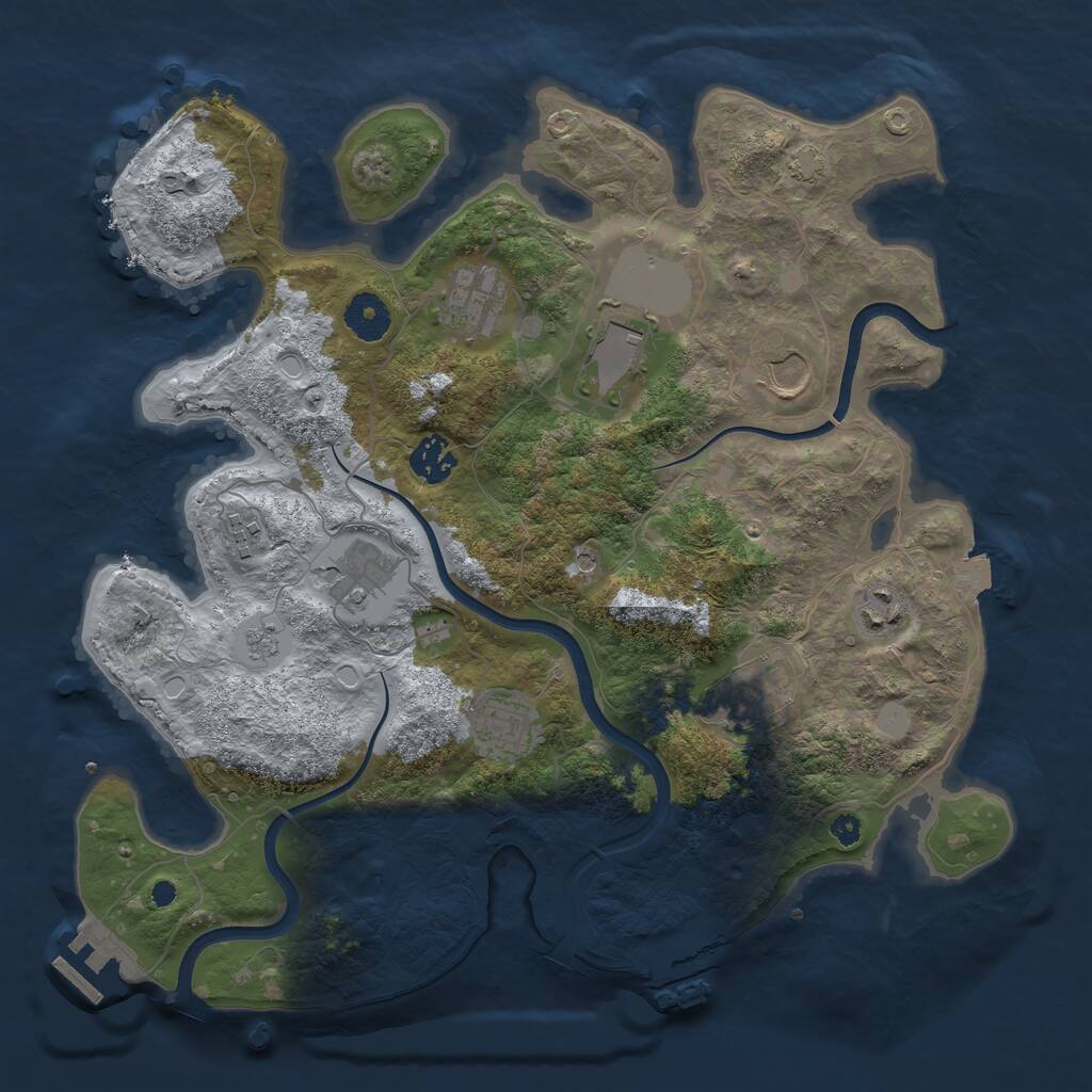 Rust Map: Procedural Map, Size: 3600, Seed: 19114362, 15 Monuments