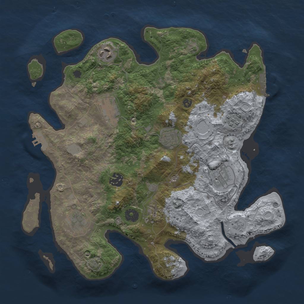 Rust Map: Procedural Map, Size: 3300, Seed: 1028682387, 16 Monuments