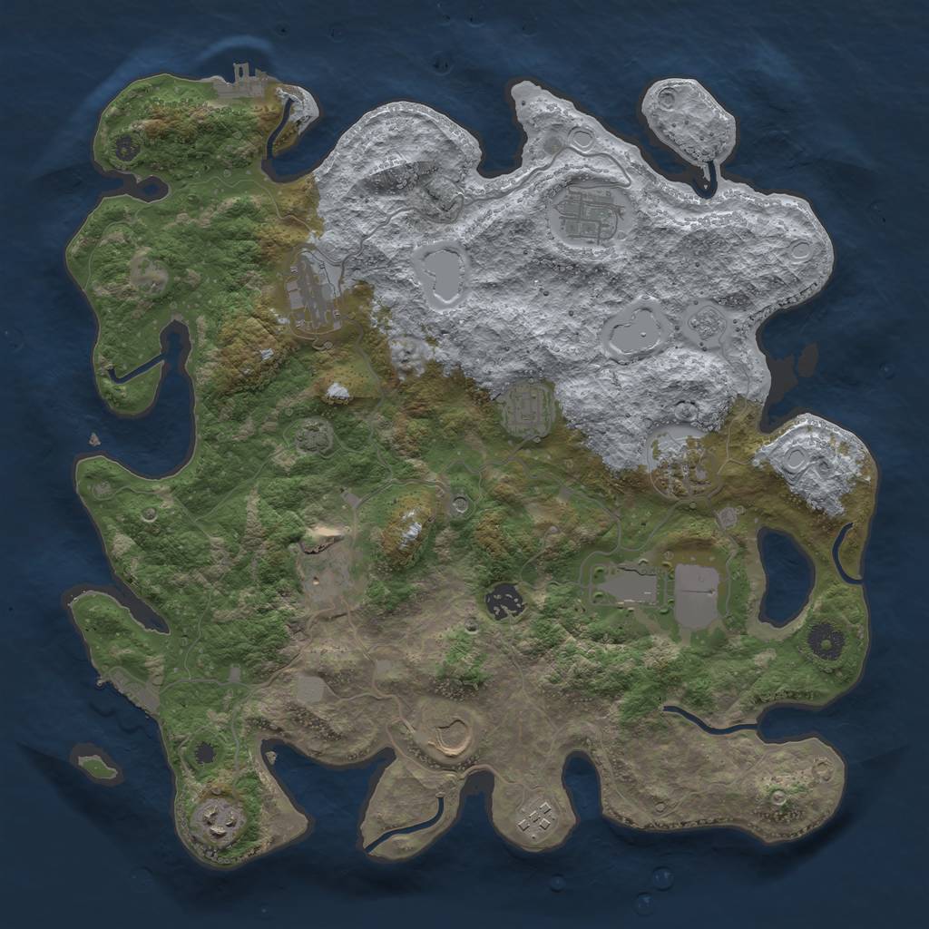 Rust Map: Procedural Map, Size: 3800, Seed: 95949246, 18 Monuments