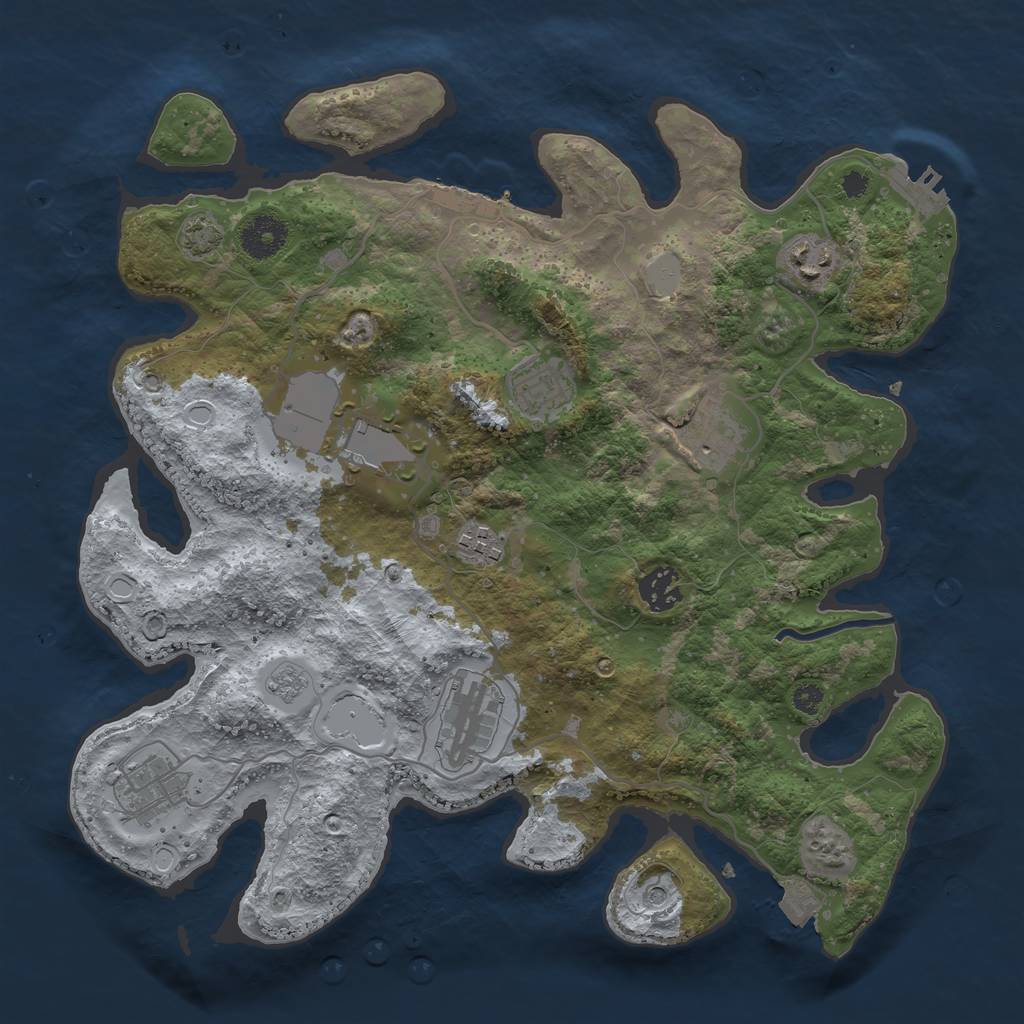 Rust Map: Procedural Map, Size: 3500, Seed: 1501417334, 16 Monuments