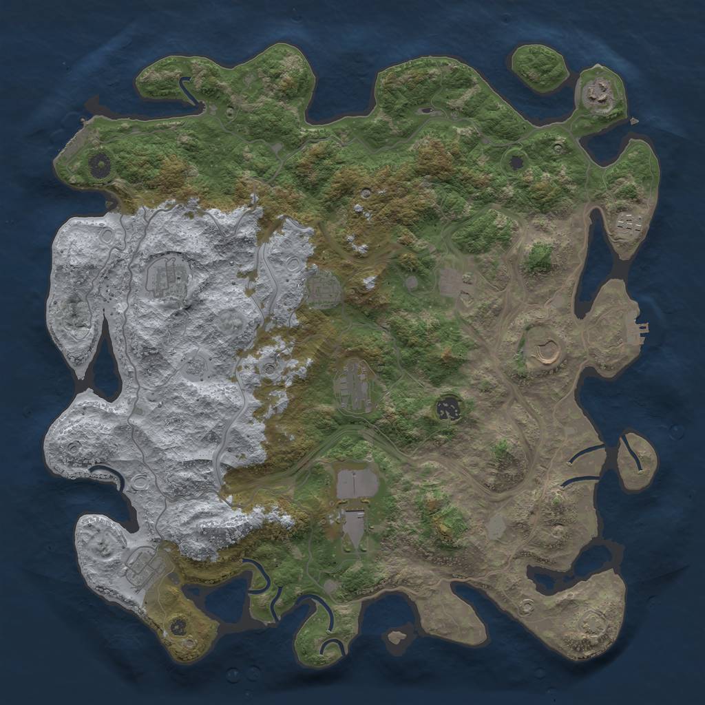 Rust Map: Procedural Map, Size: 4400, Seed: 33387776, 18 Monuments
