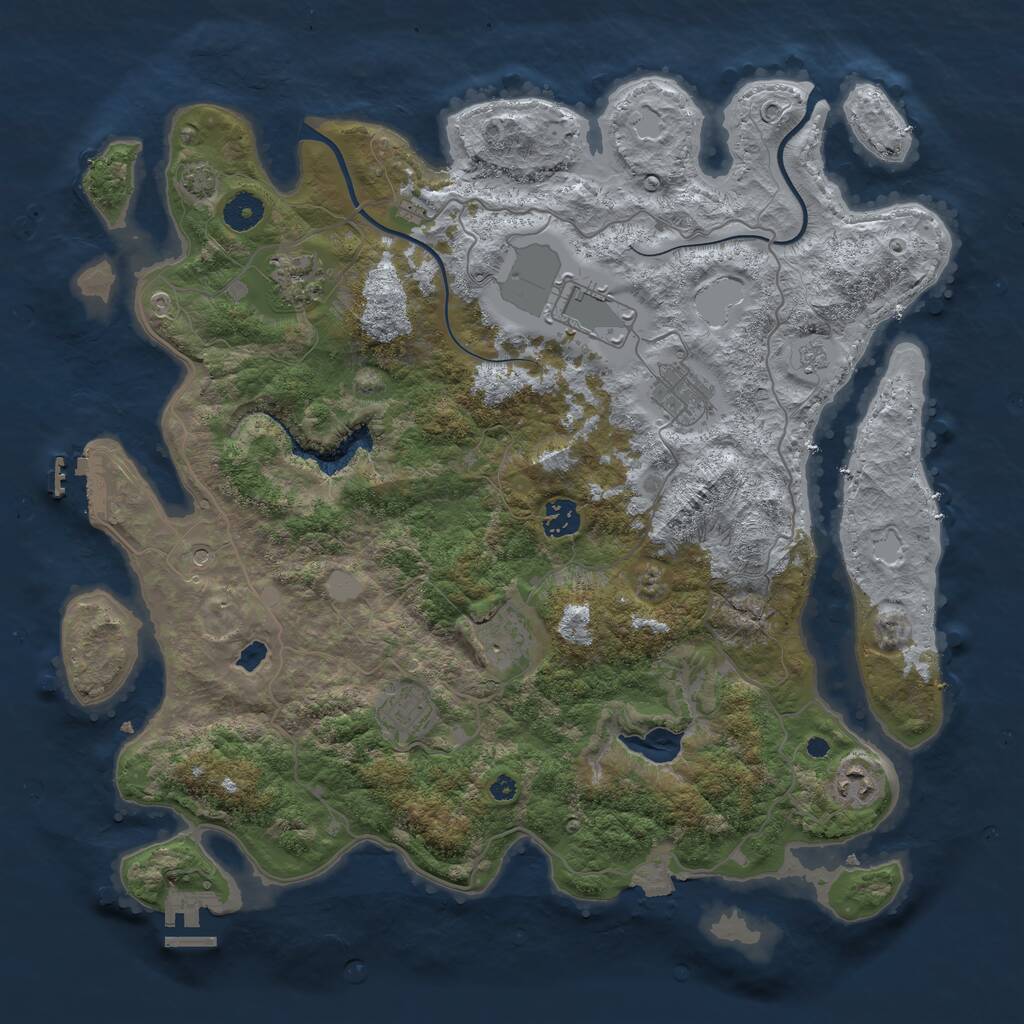 Rust Map: Procedural Map, Size: 4000, Seed: 554989339, 13 Monuments