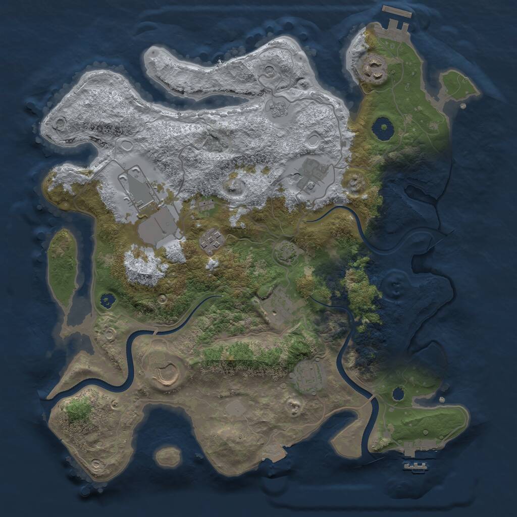 Rust Map: Procedural Map, Size: 3500, Seed: 800856969, 13 Monuments