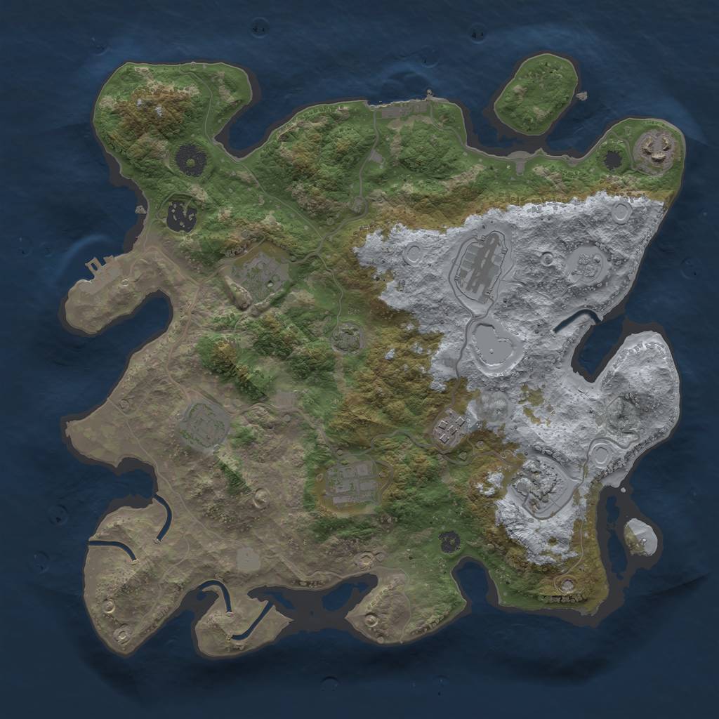 Rust Map: Procedural Map, Size: 3450, Seed: 6854453, 15 Monuments