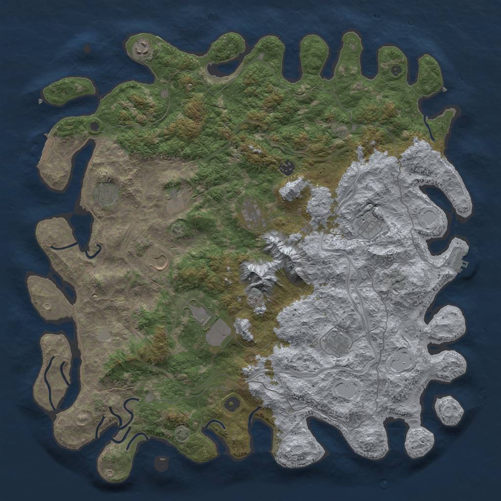 Rust Map: Procedural Map, Size: 5000, Seed: 1096587532, 18 Monuments