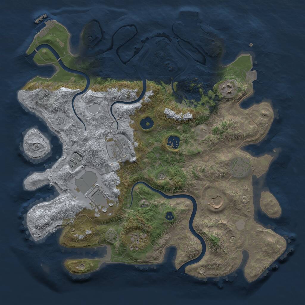 Rust Map: Procedural Map, Size: 3600, Seed: 84729288, 14 Monuments
