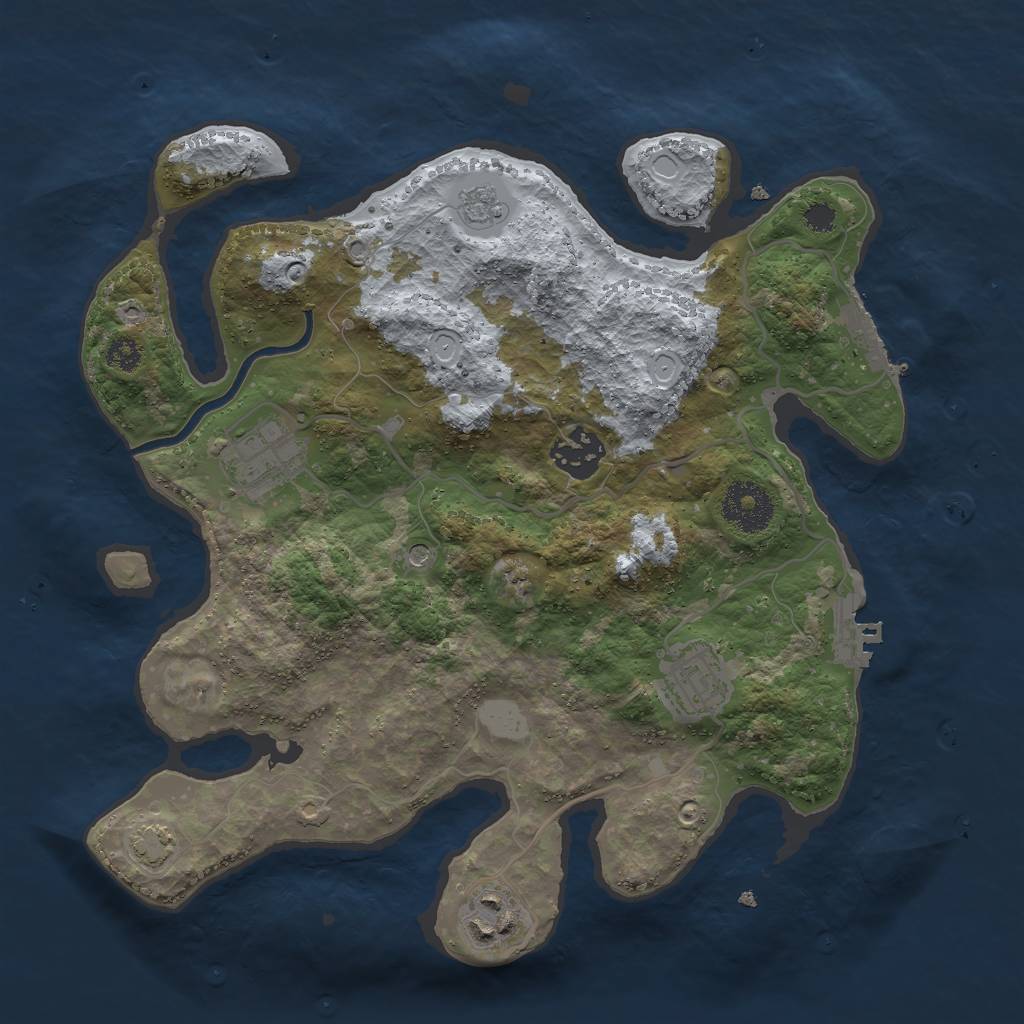 Rust Map: Procedural Map, Size: 3000, Seed: 1043496761, 12 Monuments