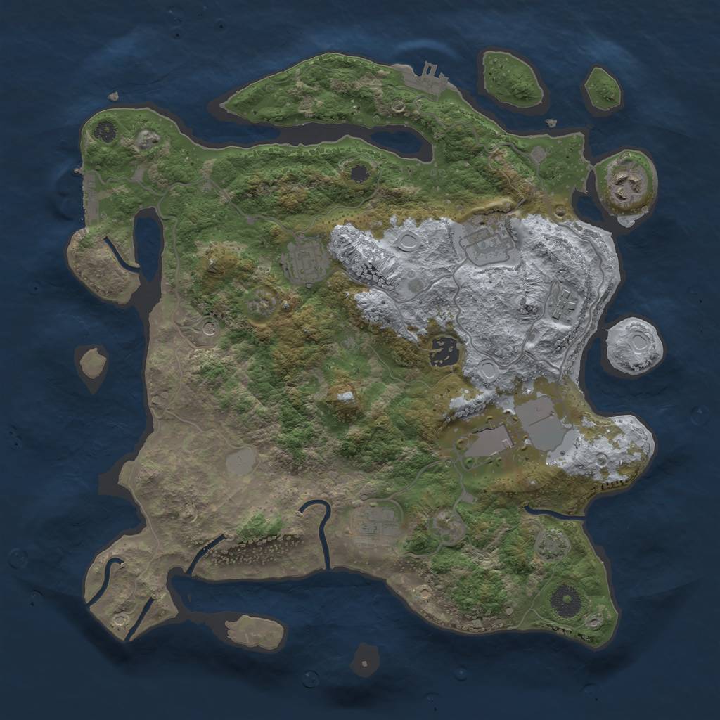 Rust Map: Procedural Map, Size: 3500, Seed: 374140923, 14 Monuments