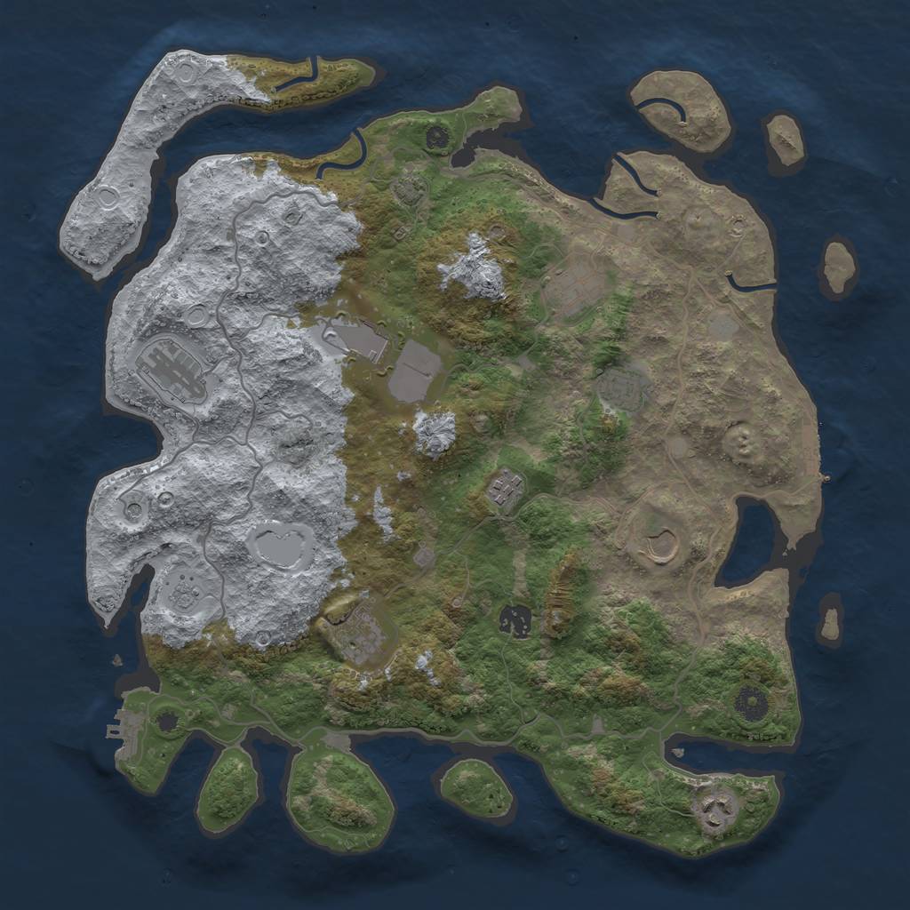 Rust Map: Procedural Map, Size: 4000, Seed: 1073392382, 17 Monuments