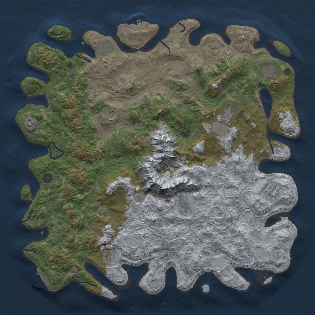 Rust Map: Procedural Map, Size: 5000, Seed: 546151, 19 Monuments