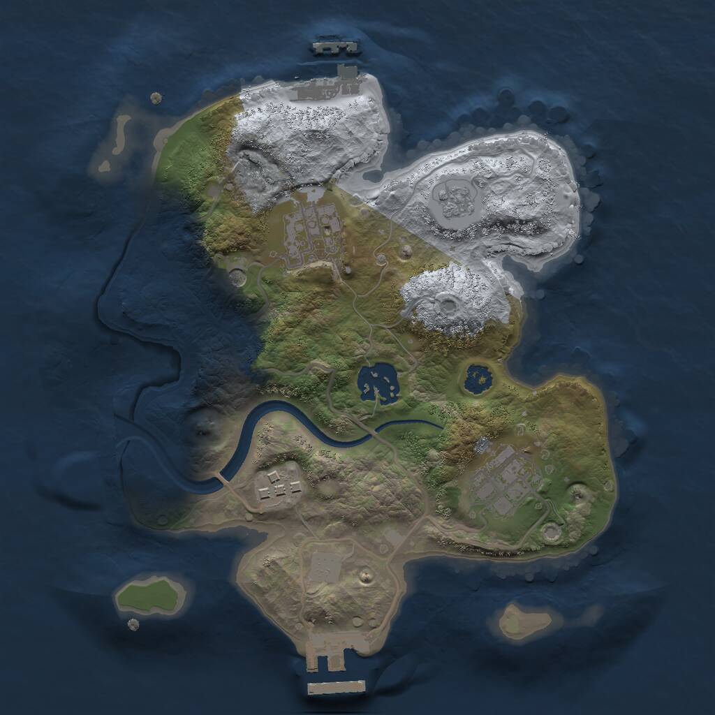 Rust Map: Procedural Map, Size: 2500, Seed: 733408411, 9 Monuments