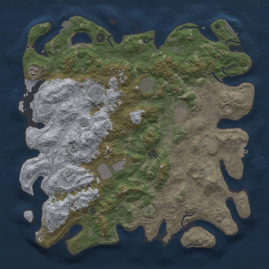 Rust Map: Procedural Map, Size: 4500, Seed: 2057600247, 17 Monuments