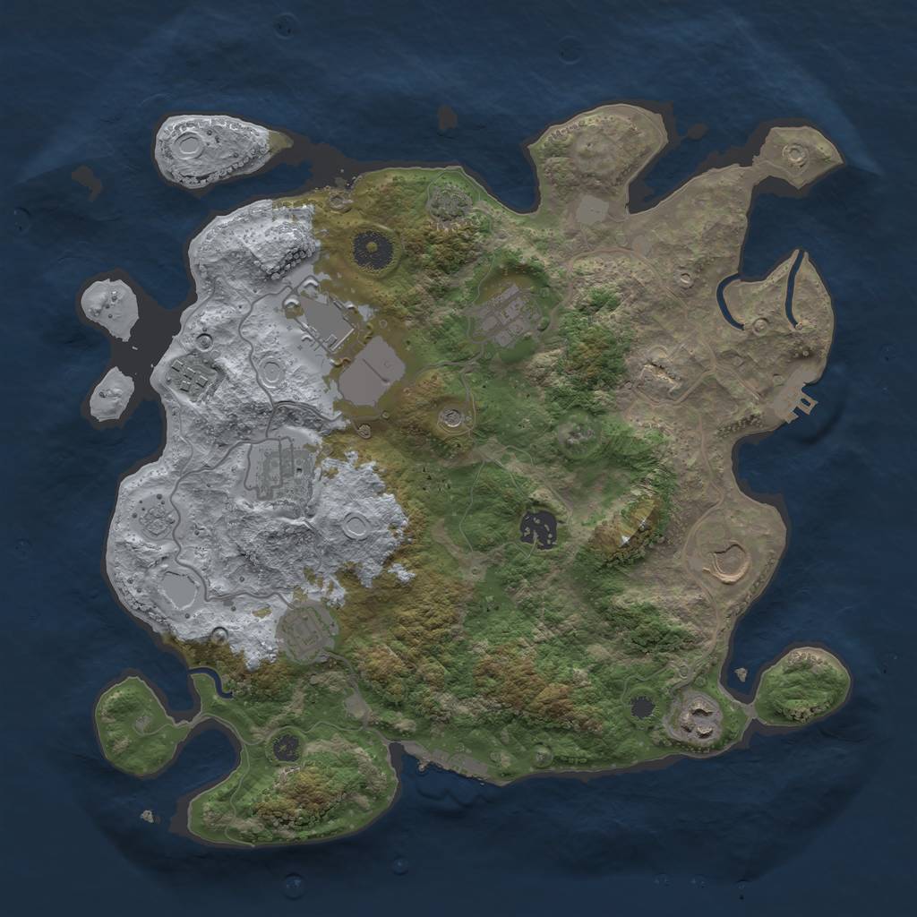 Rust Map: Procedural Map, Size: 3500, Seed: 54977648, 16 Monuments