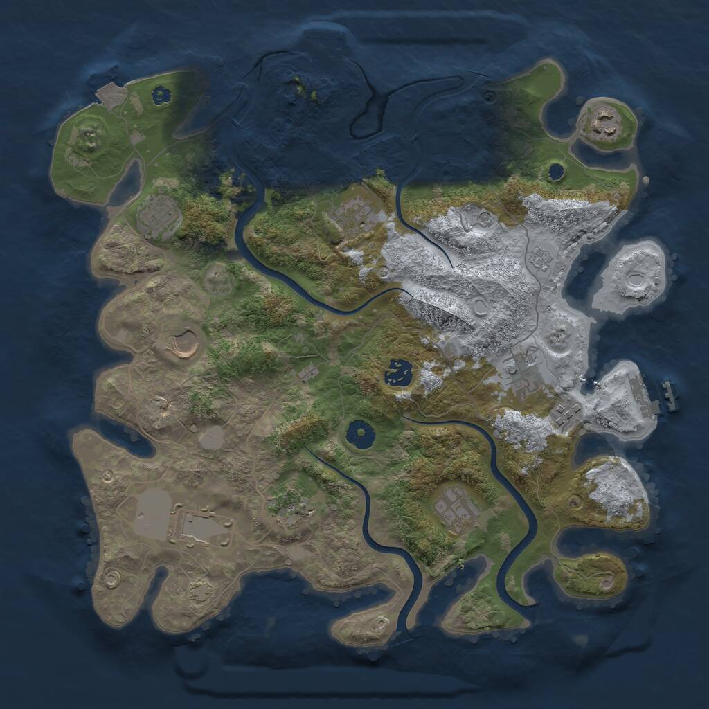 Rust Map: Procedural Map, Size: 3750, Seed: 64140788, 16 Monuments