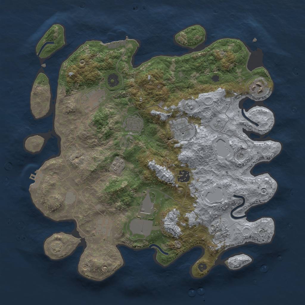 Rust Map: Procedural Map, Size: 3600, Seed: 1672736956, 17 Monuments