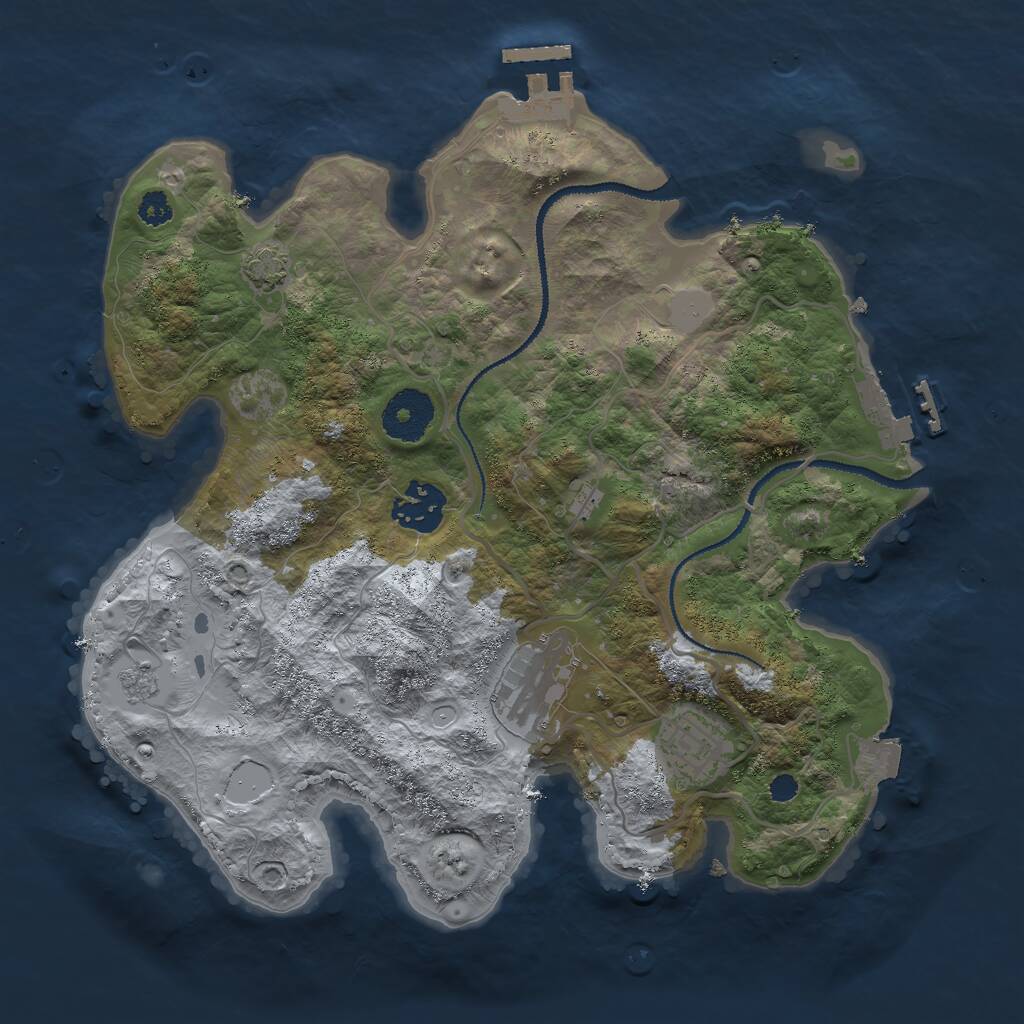 Rust Map: Procedural Map, Size: 3000, Seed: 14934, 8 Monuments